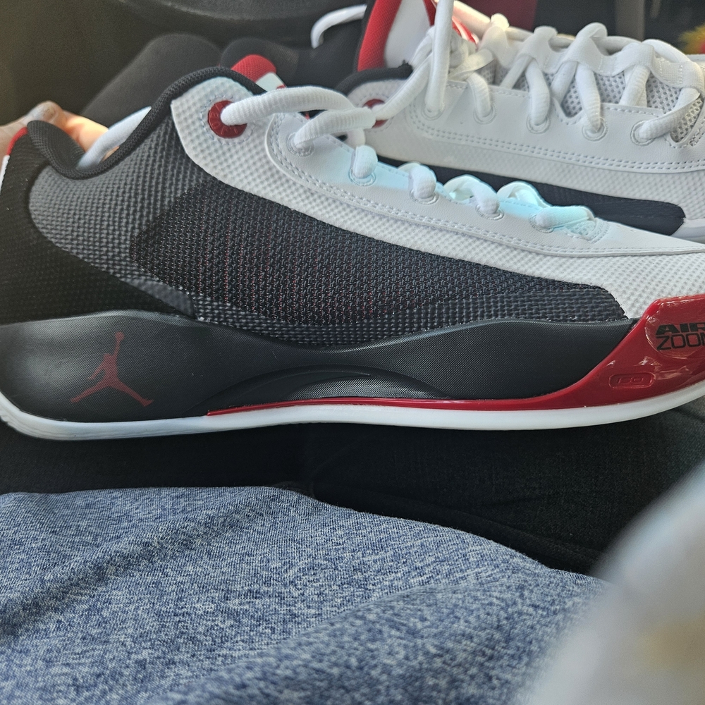 Jordan Black, Red, and White Sneakers